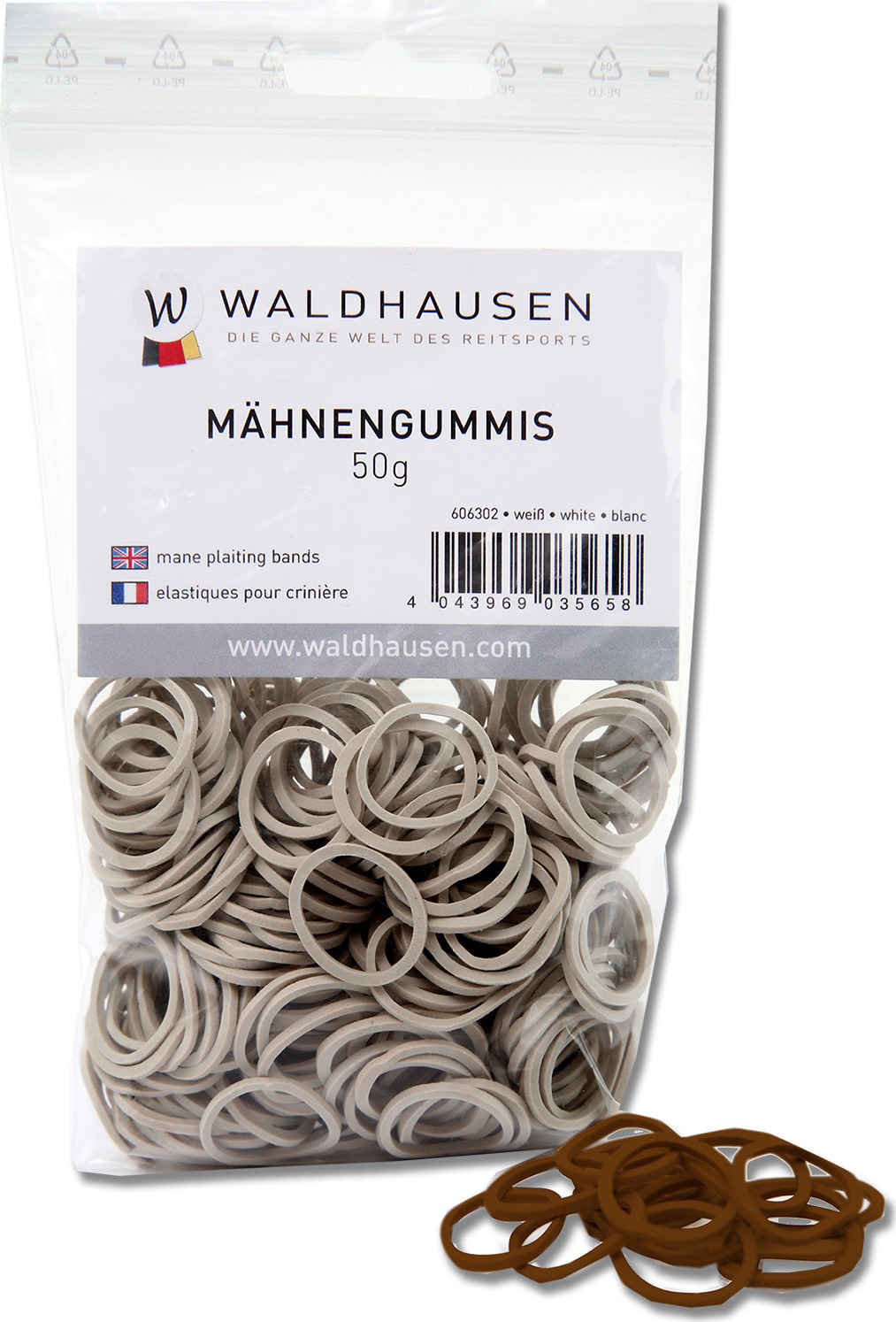 WALDHAUSEN Gumičky na hřívu Waldhausen, 50 g, hnědé