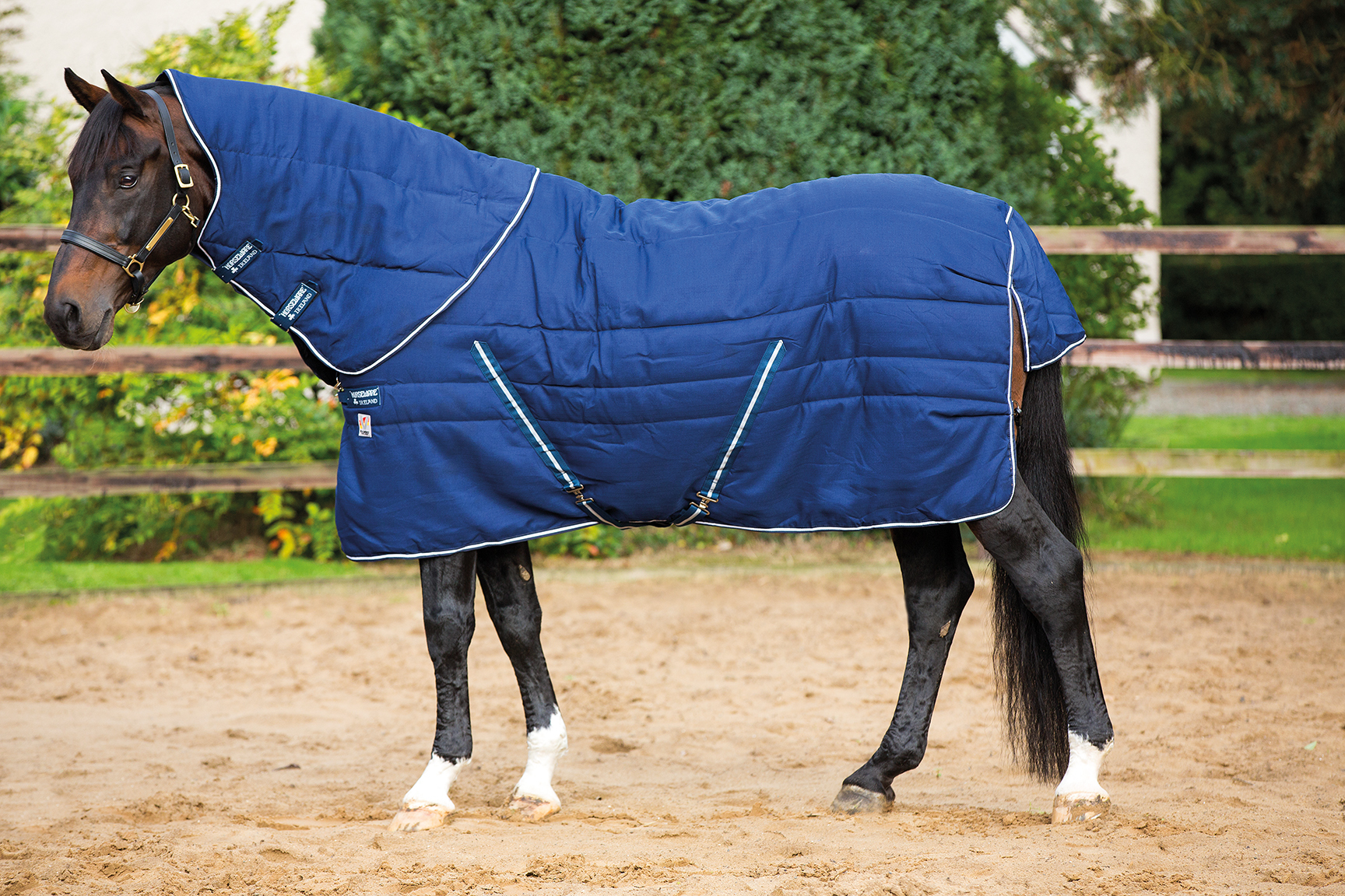 Deka stájová Rambo Vari Layer®, s krkem, 450 g, navy/white Délka zad: 140 cm