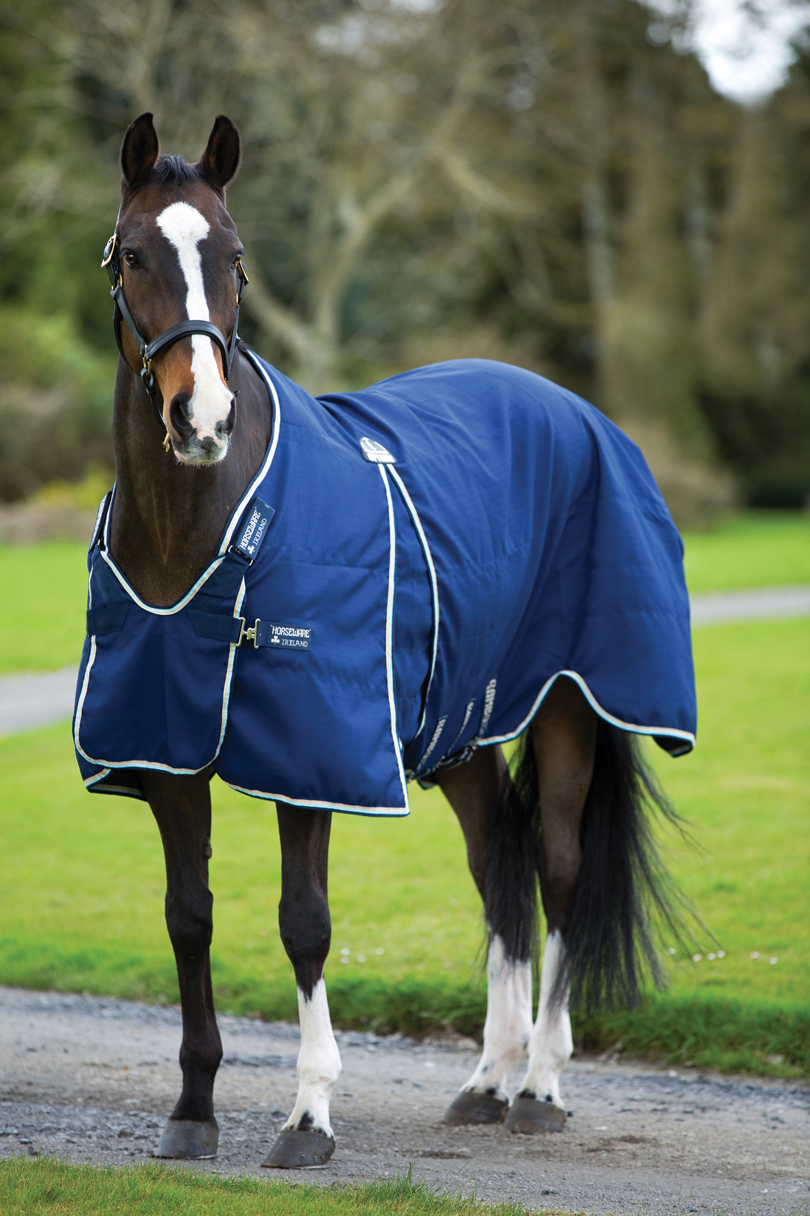 RAMBO Deka stájová Optimo Rambo, s vyšším krkem, navy/beige/blue Délka zad: 160 cm