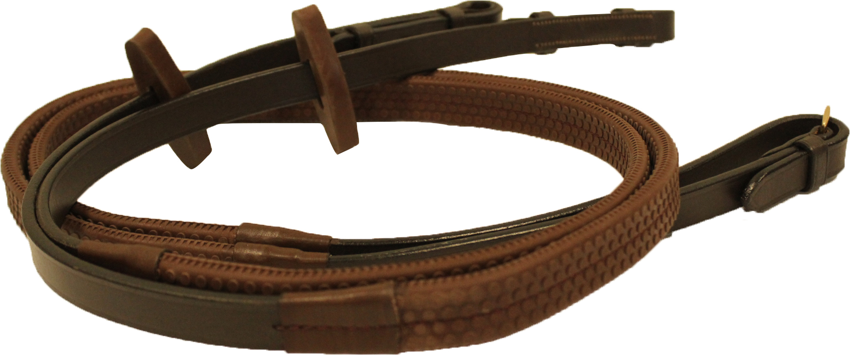 Rambo Micklem Otěže Rubber k uzdečce Rambo Micklem, 120/140 cm, hnědé Varianta: FULL