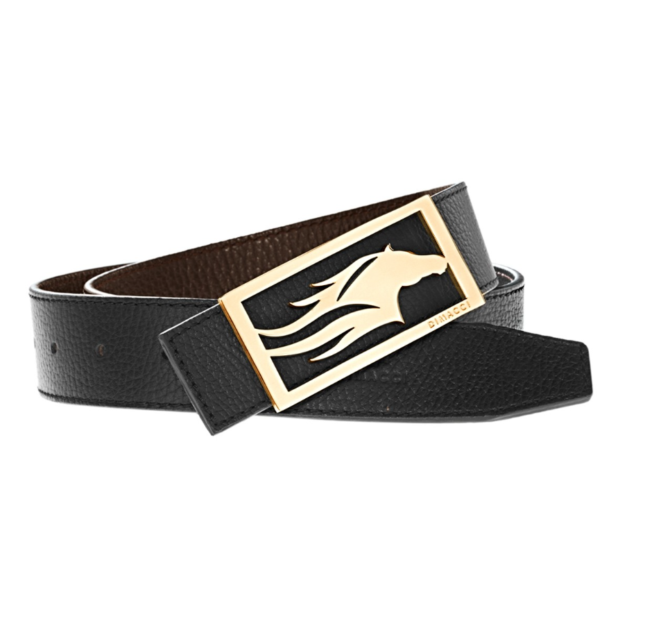 DIMACCI Pásek kožený oboustranný DIMACCI, black/mocha/gold