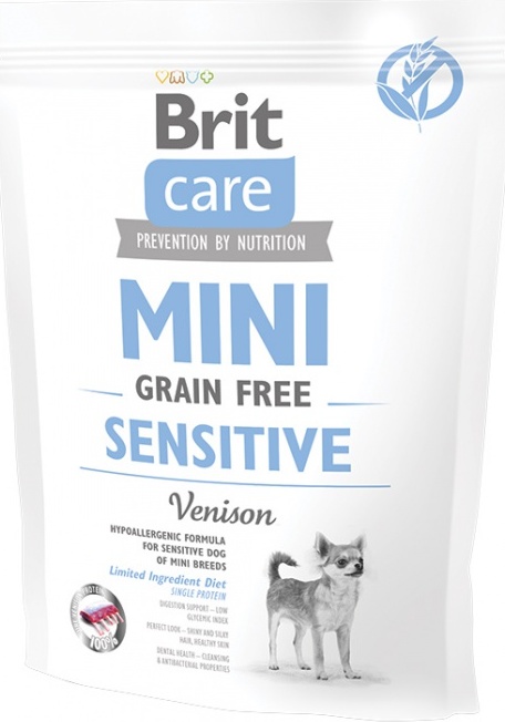 Granule pro psy Brit Care Mini Grain Free, Sensitive, 400 g
