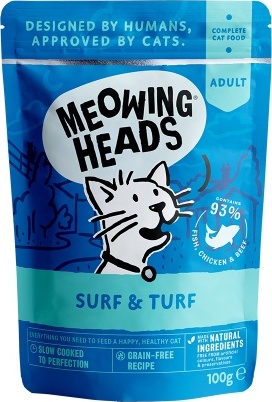 MEOWING HEADS Kapsička pro kočky Meowing Heads, Surf & Turf kapsička, 100 g