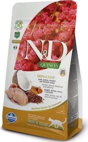 N&D (Farmina Pet Foods) Granule pro kočky GF Quinoa CAT Skin & Coat Quail & Coconut N&D, 300 g