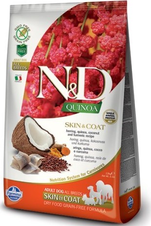 N&D (Farmina Pet Foods) N&D GF Quinoa DOG Skin & Coat Herring & Coconut 2,5 kg