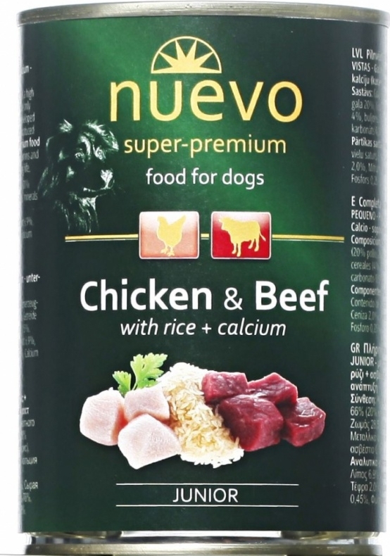Nuevo pes junior kuřecí a hovězí konz., 400 g
