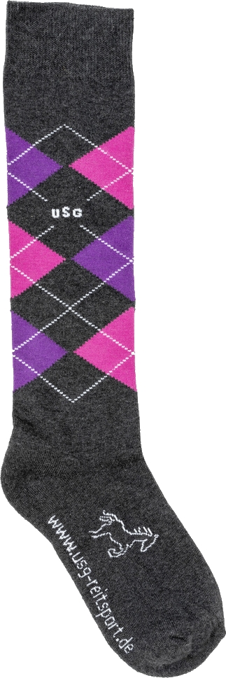USG Podkolenky jezdecké Caro USG, pár, dark grey/pink/lilac Velikost: 29-35
