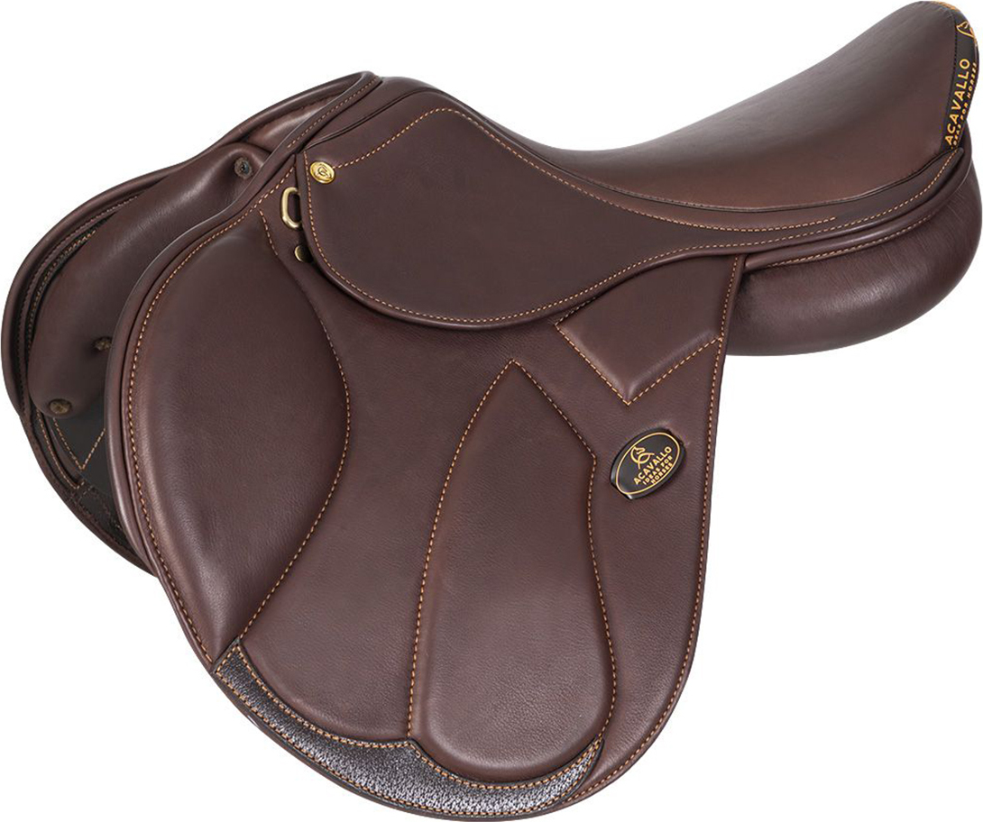 ACAVALLO Sedlo skokové Modigliani Acavallo, vlněné polštáře, cognac Velikost posedlí: 18", Šířka komory: nastavitelná