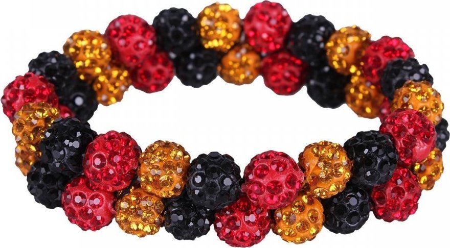 QHP Gumička do vlasů Strass QHP, black/red/yellow red