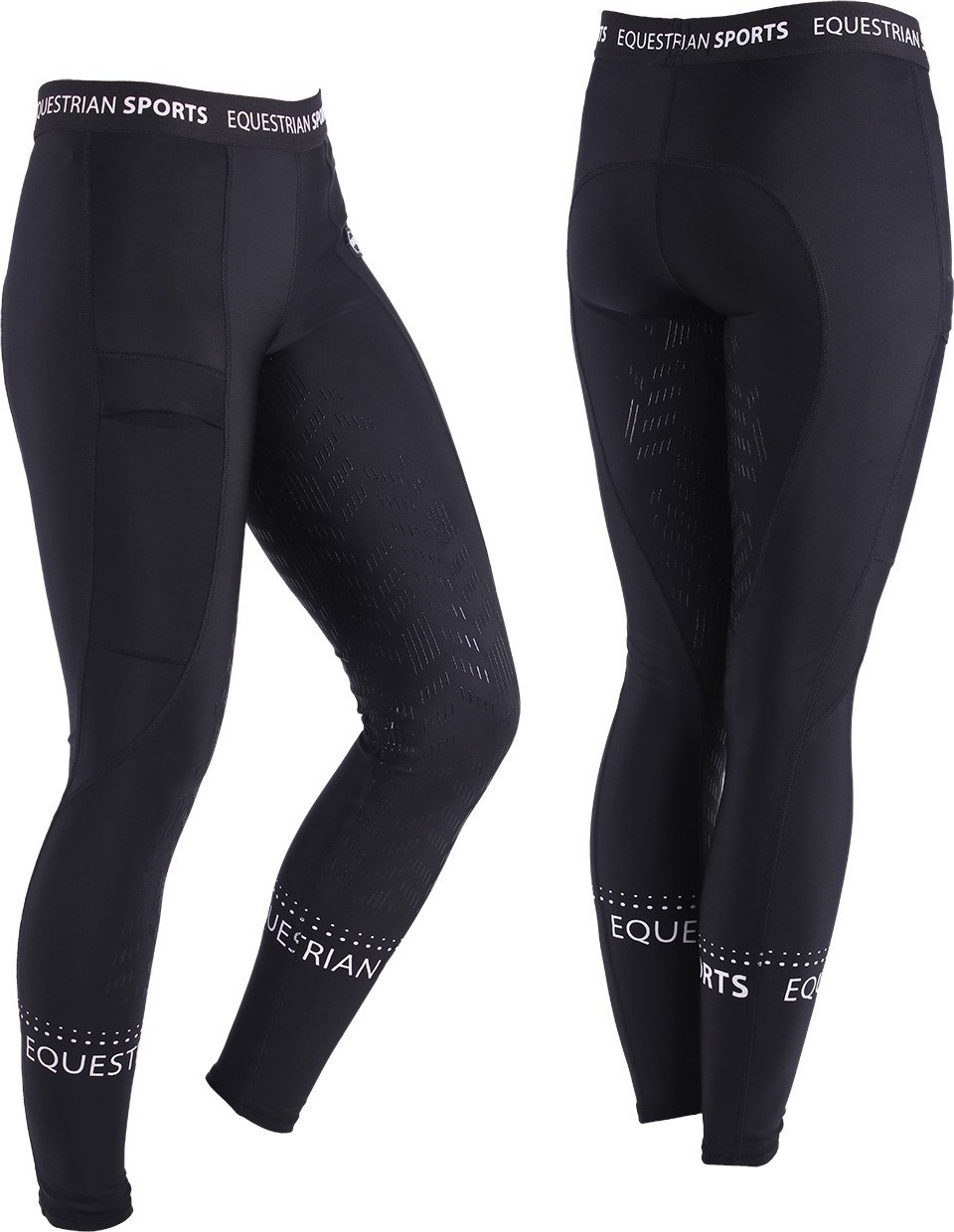 Legíny jezdecké pull-on Ylana QHP s gripem, dámské, černé Velikost: 40