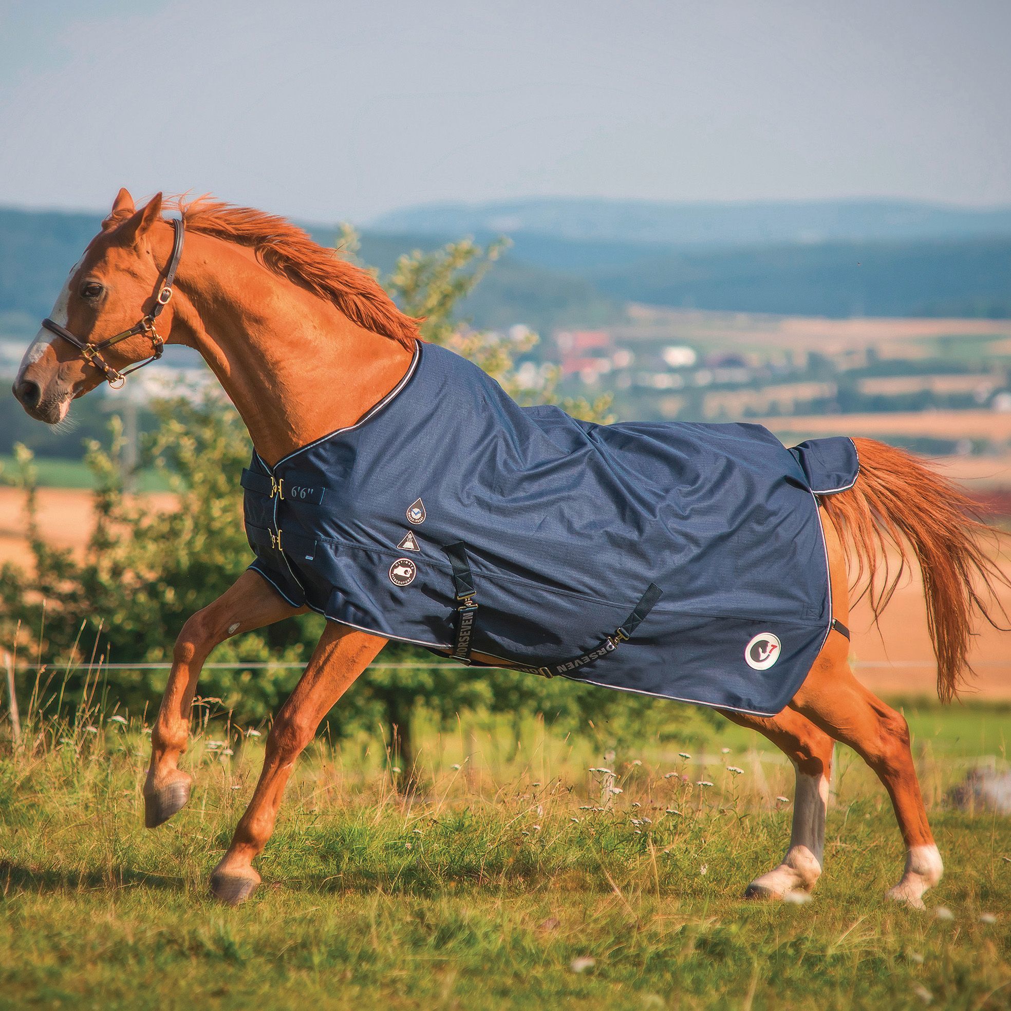 HORSEVEN Deka výběhová nepromokavá HorSeven, 400 g, navy Délka zad: 125 cm