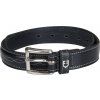 Pásek kožený Double Stitching Equestro, černý (Délka 100 cm)
