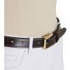 Pásek kožený Double Stitching Equestro, tmavě hnědý (Délka 100 cm)