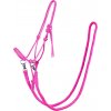 Ohlávka provazová s otěžemi QHP, fuchsia