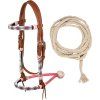 0046243 beaded bosal bridle with cotton mecate reins plh01012