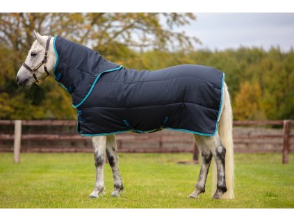 Derka stajenna Amigo Plus Pony, z kapturem, 200 g, navy/electric blue