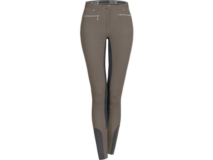 Bryczesy Denika ELT, z pełnym lejem skórzanym, taupe