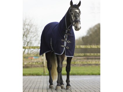 Wełniana derka chłodząca QHP z częścią na szyję, niebieska