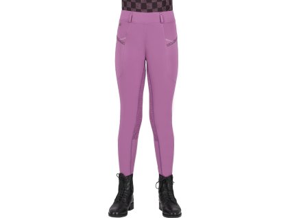 Legginsy jeździeckie Lize QHP, z pełnym lejem, dla dzieci, violet
