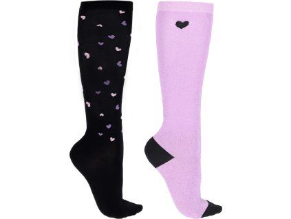 Podkolanówki Lize QHP, 2 pary, black/violet (Rozmiar 27-30)