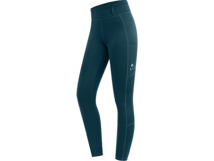 Legginsy jeździeckie Ella ELT, z gripem, zimowe, petrol blue