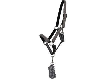 Zestaw kantar i uwiąz QHP, grey reflective