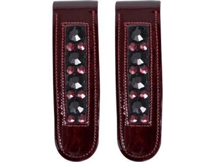 Klamry do butów lub czapsów Chianti QHP, ozdobne, para, czarno-bordowe