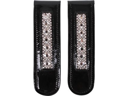 Klamry do butów lub czapsów Shakira QHP, ozdobne, para, czarno-srebrne