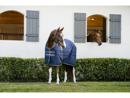 Derka stajenna Rambo, z gładką podszewką, 200 g, navy/thunderstorm grey & silver