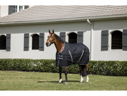 Derka stajenna Rambo, gładka podszewka, 100 g, black/thunderstorm grey & silver