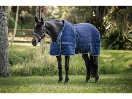 Derka stajenna Rambo Optimo, 400 g, navy/thunderstorm grey & silver