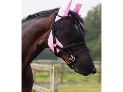 Maska przeciw owadom QHP, z ochroną uszu i nosa, różowa