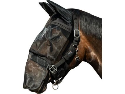 Maska przeciw owadom Premium HKM, z ochroną uszu i nozdrzy, czarna