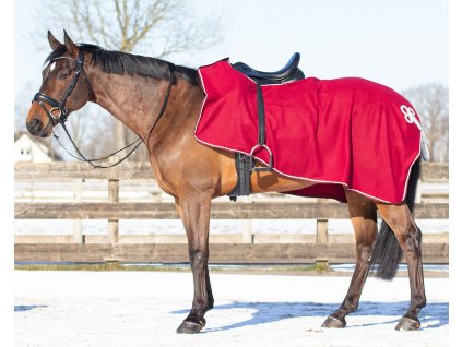 Derka treningowa Ornament QHP, polarowa, bordowo-srebrna