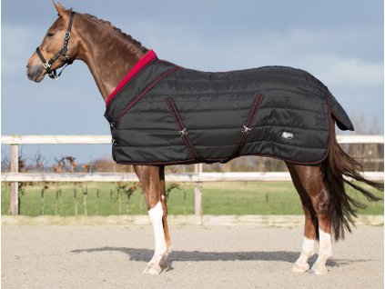 Derka stajenna QHP z kołnierzem, 200 g, czarna