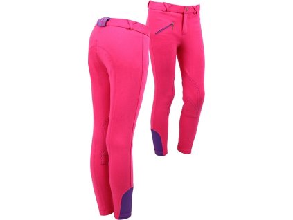 Bryczesy Junior Q-essentials z łatami na kolanach, dla dzieci, fuksja