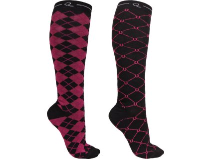Podkolanówki Classic QHP, 2 pary, hot pink