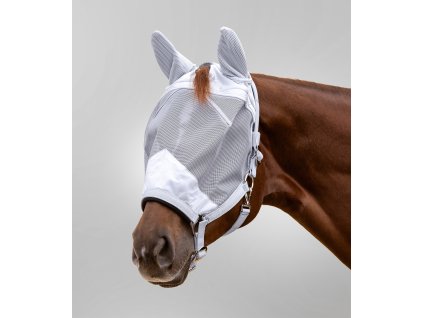 Kantar z maską przeciw owadom Premium Waldhausen, z ochroną uszu, silver grey