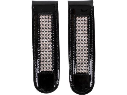 Sprzączki do butów lub czapsów Madonna QHP, ozdobne, para, czarno-srebrne