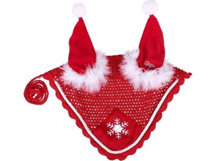 Nauszniki Christmas QHP, czerwone (Rozmiar PONY)