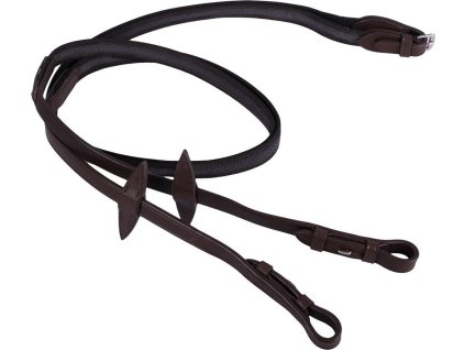 Wodze antypoślizgowe QHP, 125/140 cm, ciemnobrązowe