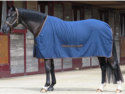 Chłodząca derka lniana Bucas, navy/coffee