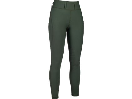 Bryczesy jeździeckie Jil z wysokim stanem HKM, z lejem kolanowym, olive green