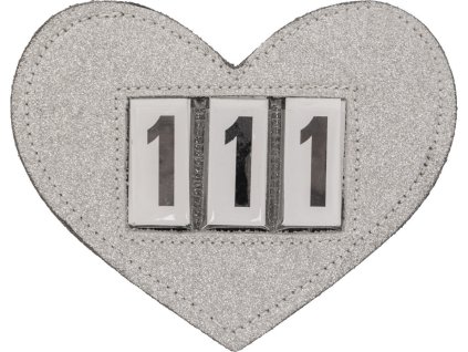 Numer startowy serce QHP, 1 szt., trzycyfrowy, srebrny
