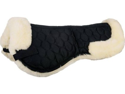 Podkładka pod siodło z owczej skóry HKM, COB/FULL, czarny/naturalny