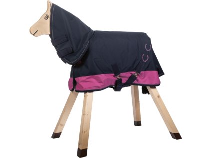 Wodoodporna derka Funny Horses HKM, z elementem na szyję, 0 g, różowy/granatowy