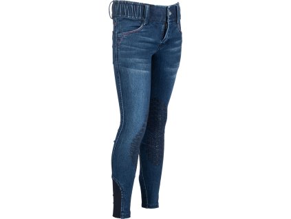 Bryczesy Aymee Denim HKM, z lejem kolanowym, dziecięce, deep blue