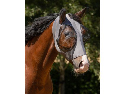Maska przeciw owadom Super QHP, szara (Rozmiar PONY)