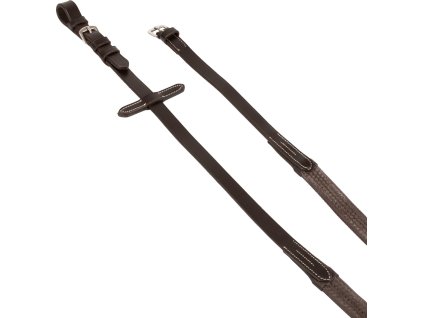 Gumowane wodze ze srebrnymi okuciami Equestro, różne długości, dark brown