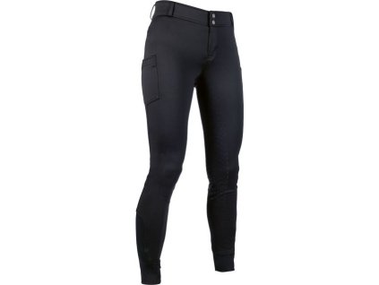 Bryczesy Ruby HKM, z pełnym lejem, zimowe, dziecięce, czarne